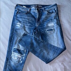 American Eagle Outfitters Blue Skinny Distressed Jeans